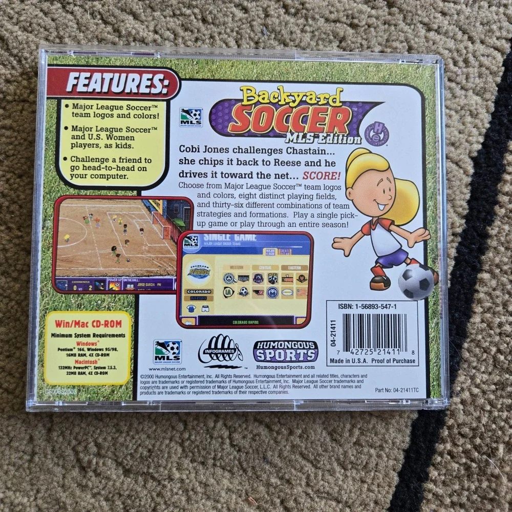 Backyard Soccer MLS Edition PC Mac CD-ROM 2000 Humongous Sports Vintage Game